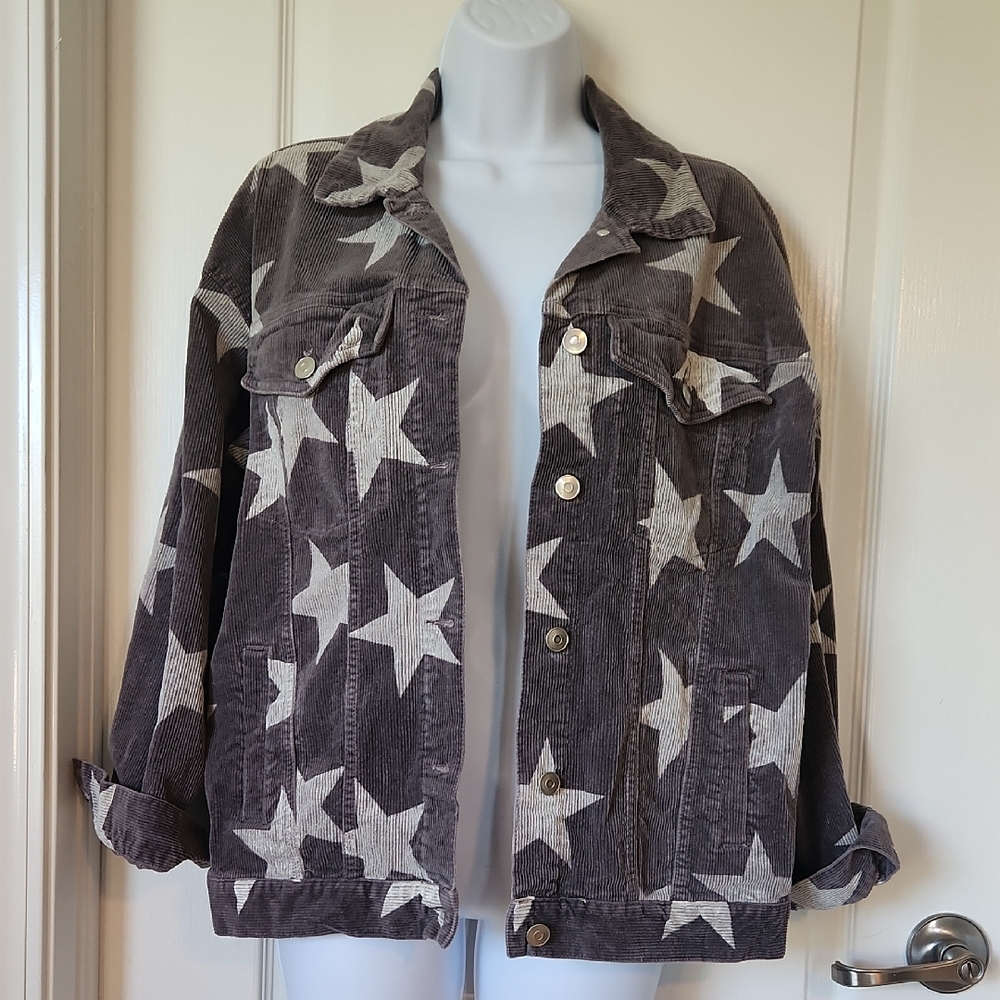 Altar'd State Cordurouy Stars Jacket Gray